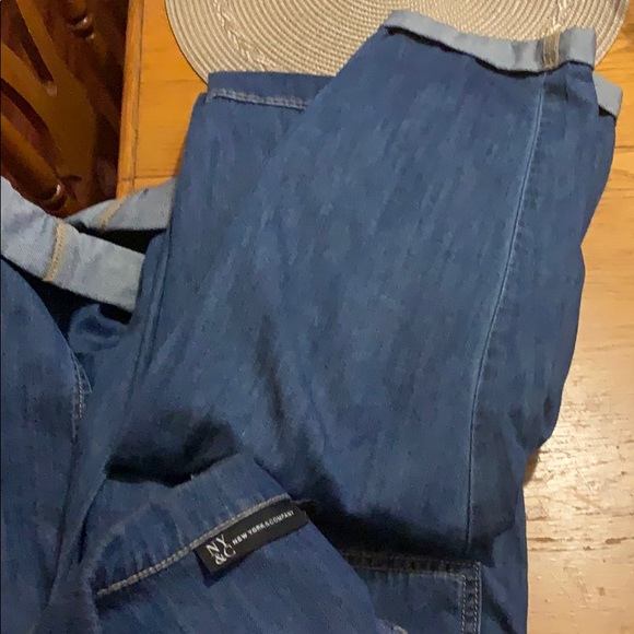 Blue denim jumper with belt quarter length sleeves - Picture 5 of 5